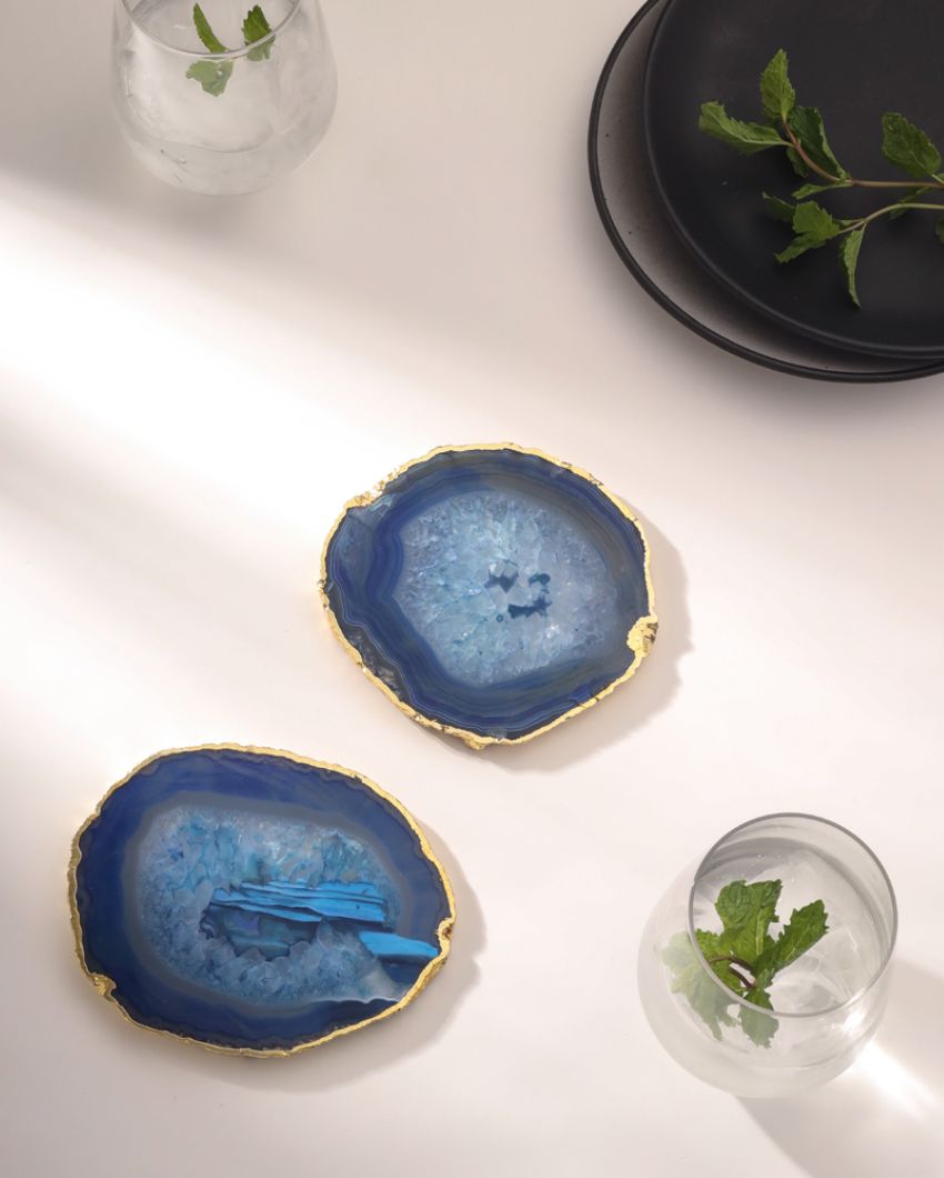 Agate Semi Precious Stone Coasters | Set Of 2