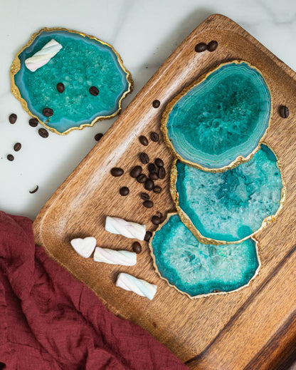 Agate Semi Precious Stone Coasters | Set Of 2 | 3 x 3.5 inches