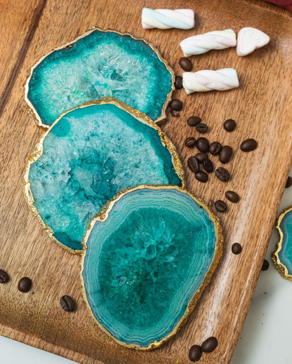 Agate Semi Precious Stone Coasters | Set Of 2