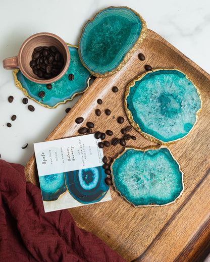 Agate Semi Precious Stone Coasters | Set Of 2