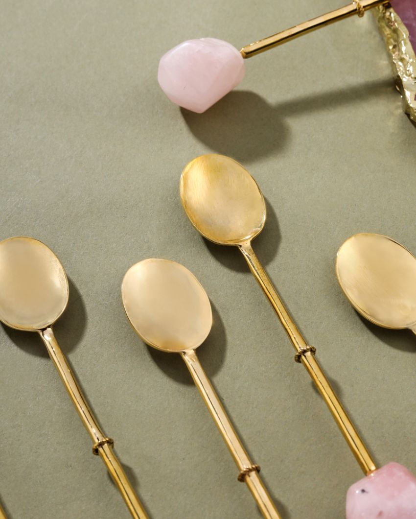 Rose Quartz Dessert Spoons | Set Of 6 | 4 inches