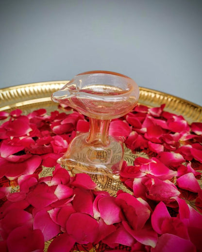 Gulabi Maharani Art Glass Puja Diya