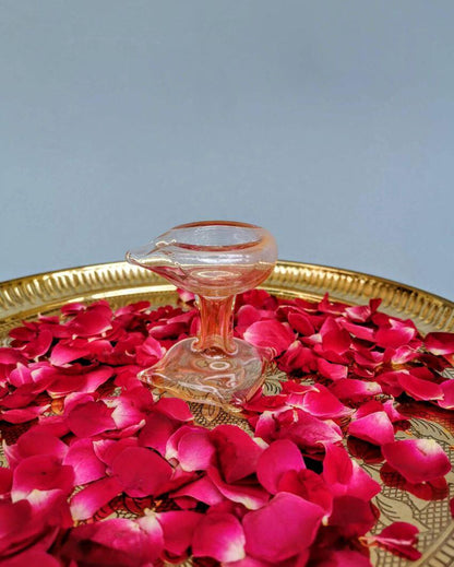 Gulabi Maharani Art Glass Puja Diya