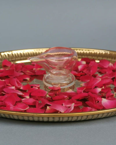 Gulab Ki Kali Art Glass Puja Diya