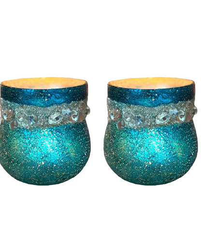 Exquisite Glass Votive With Gift Box | Set of 2 | 4 x 4 inches