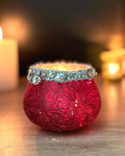 Red Glass Votives in a Charming Gift Box | Set of 2 | 4 x 4 inches