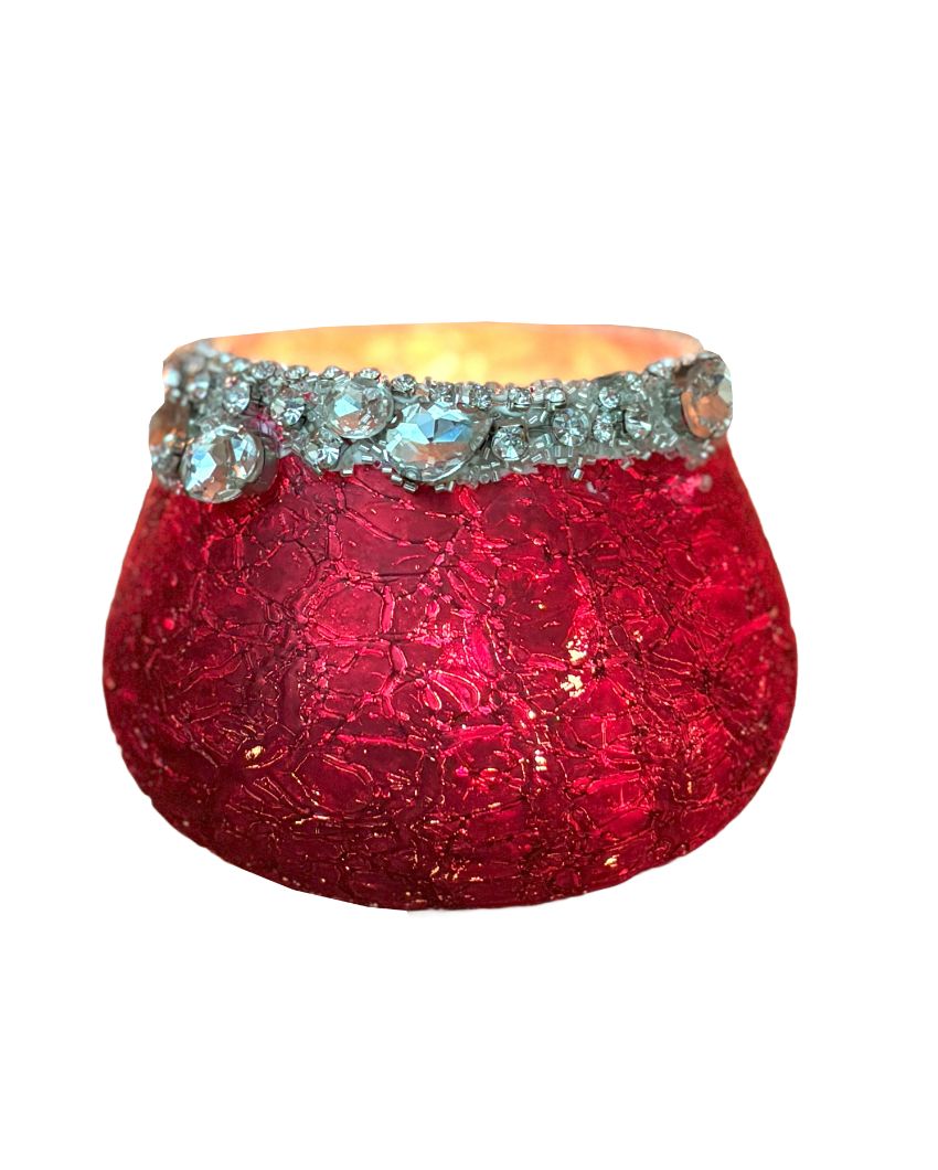 Red Glass Votives in a Charming Gift Box | Set of 2 | 4 x 4 inches