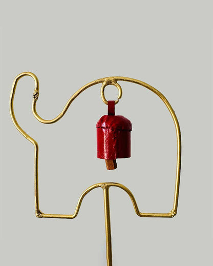 Elephant Metal Garden Stake with Bell | Set Of 2 | 4 x 23 inches