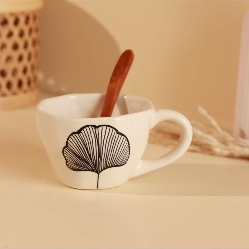 Gingko Leaf Ceramic Cup & Saucer Set Default Title