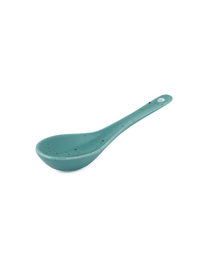 Glossy Green Forest Porcelain Soup Bowls & Spoons | Set of 6