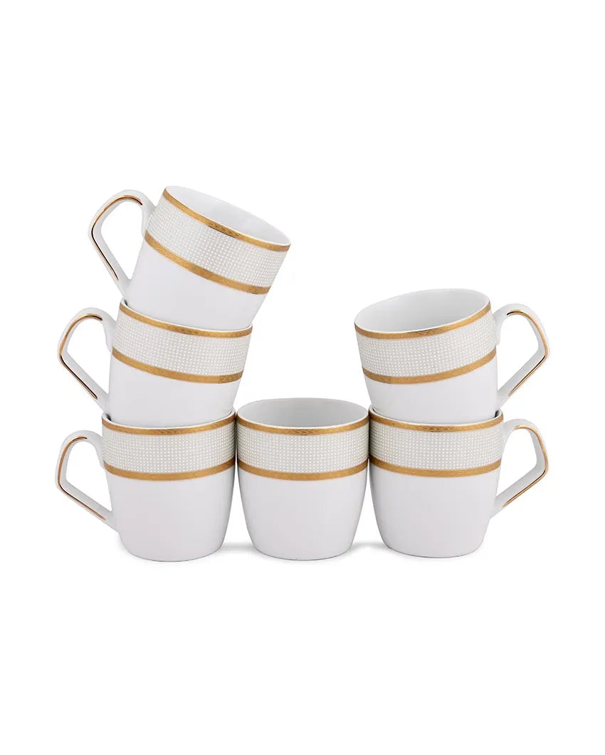 Golden Sand Porcelain Small Coffee Mugs | Set Of 6