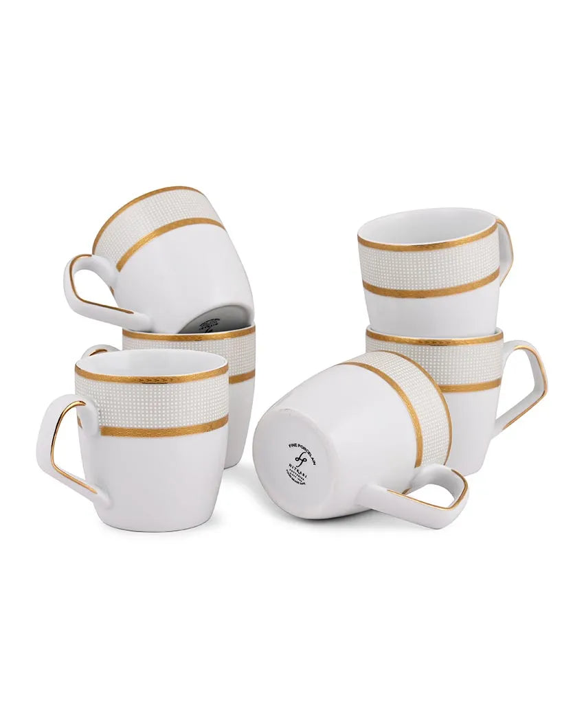 Golden Sand Porcelain Small Coffee Mugs | Set Of 6