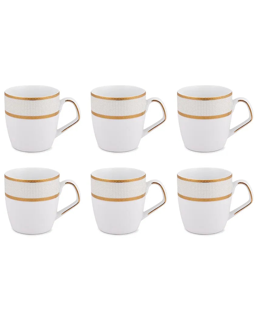 Golden Sand Porcelain Small Coffee Mugs | Set Of 6