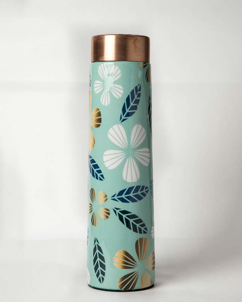 Golden Flower Copper Water Bottle | 3 x 9 inches | 1 Liter