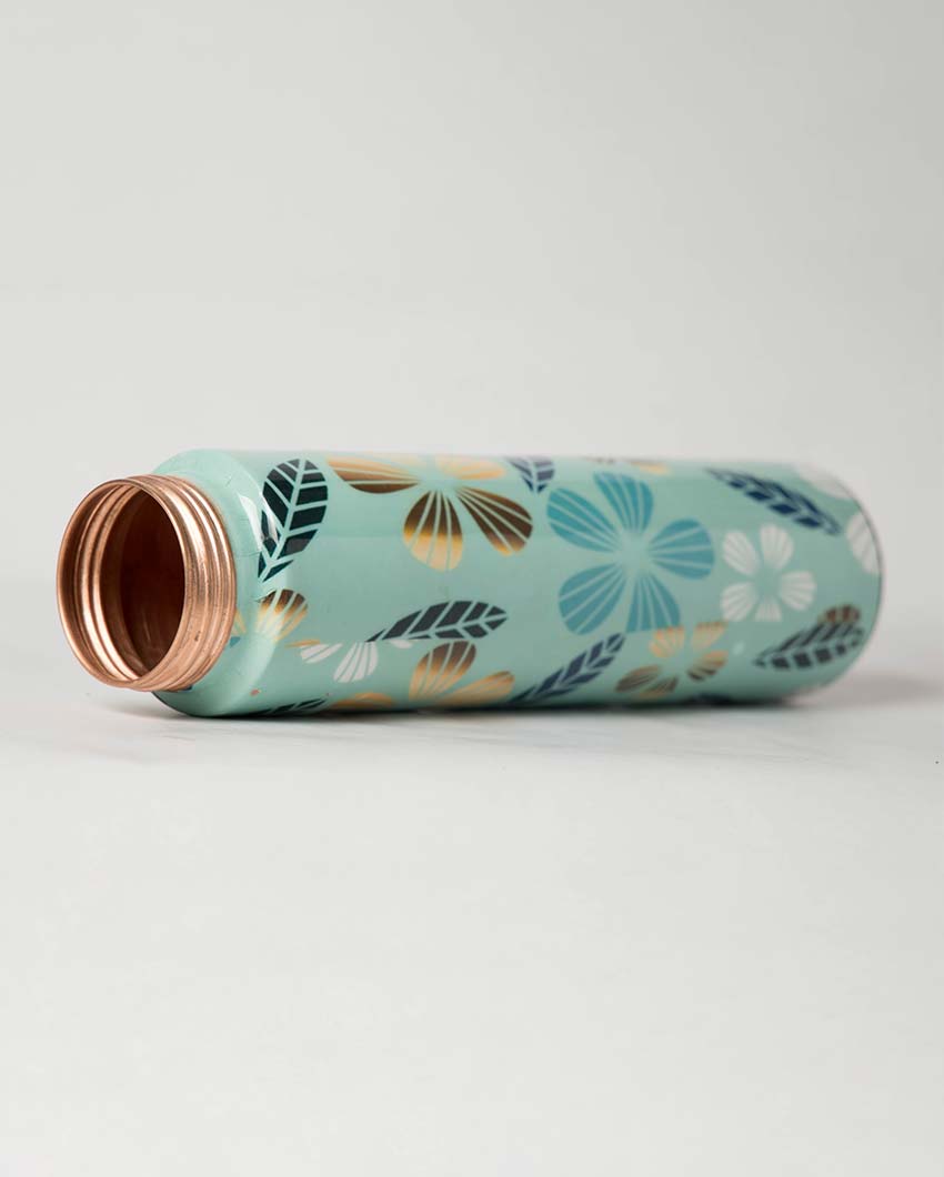 Golden Flower Copper Water Bottle | 3 x 9 inches | 1 Liter