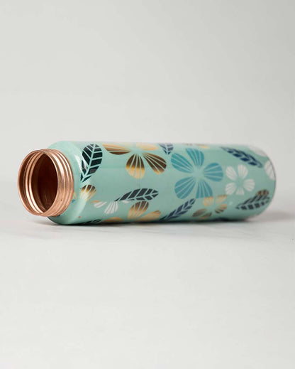 Golden Flower Copper Water Bottle | 3 x 9 inches | 1 Liter