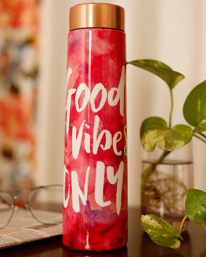 Good Vibes Only Copper Water Bottle | 3 x 9 inches | 1 Liter