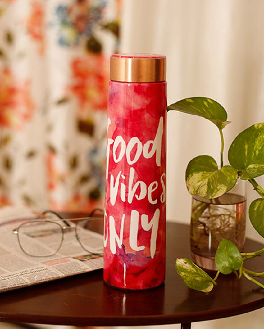 Good Vibes Only Copper Water Bottle | 3 x 9 inches | 1 Liter