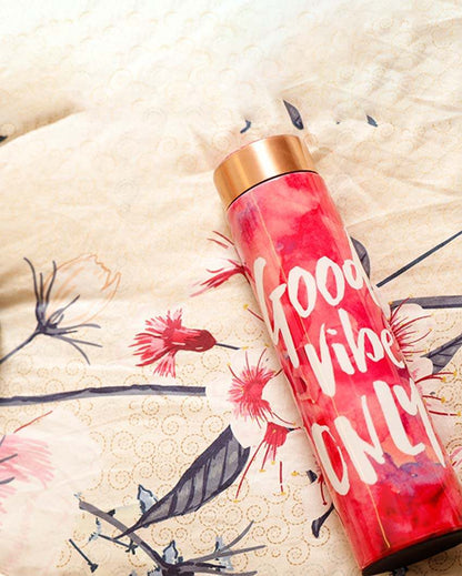 Good Vibes Only Copper Water Bottle | 3 x 9 inches | 1 Liter