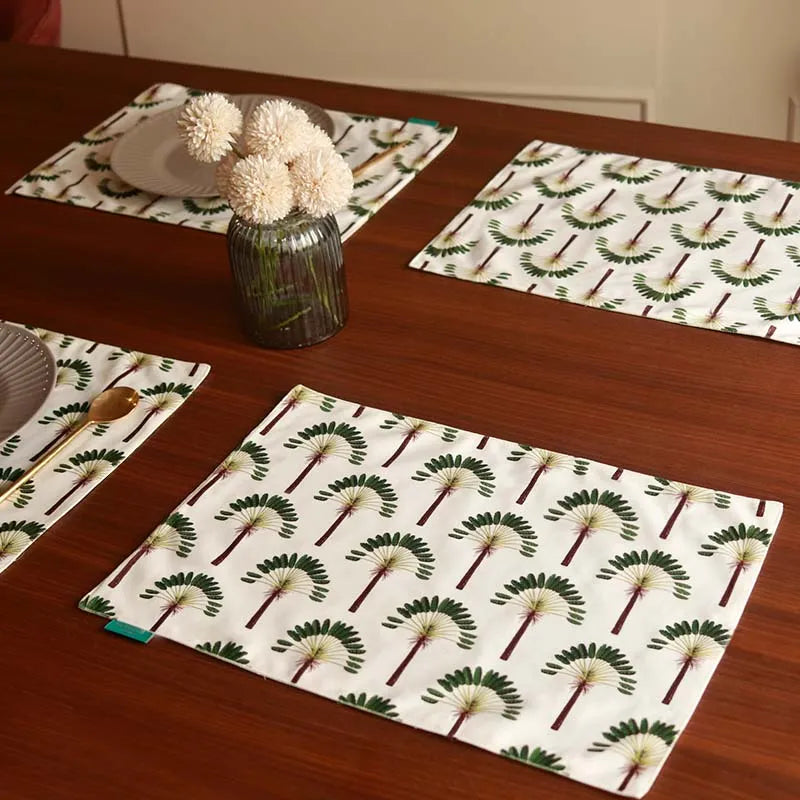 Green Palm Table Linen and Placemats | Set of 2