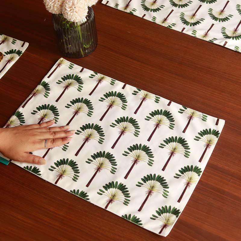 Green Palm Table Linen and Placemats | Set of 2