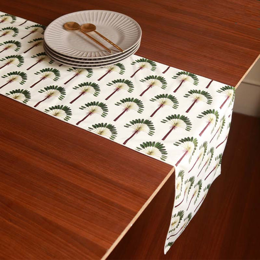 Green Palm Table Runner | 13x58 Inches, 13x72 Inches