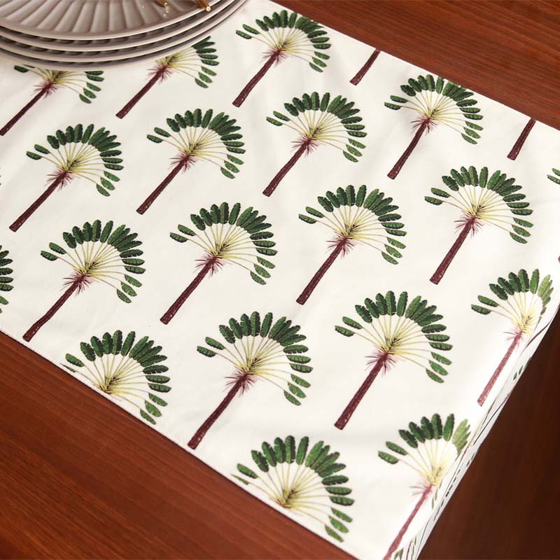 Green Palm Table Runner | 13 x 58 Inches, 13 x 72 Inches