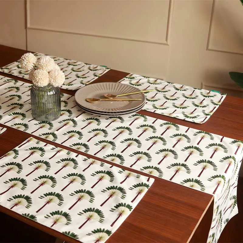 Green Palm Table Linen and Placemats | Set of 2