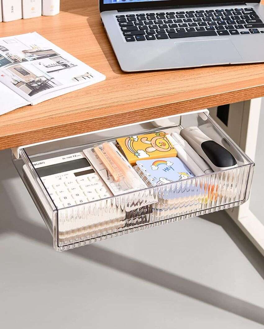 Under Table Storage Drawer with 3M Self Adhesive | 13 x 9 x 3 inches