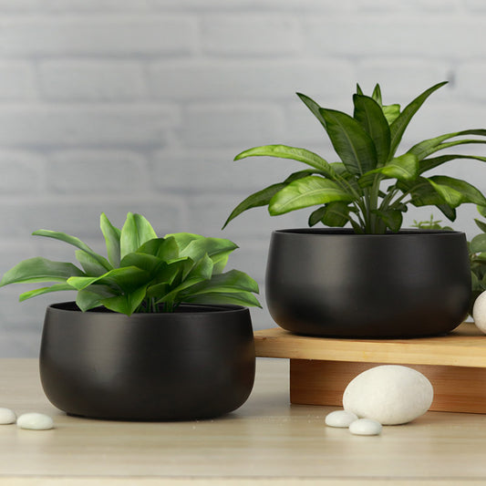 Elegant Handi Resilient Metal Plant Pots | Set of 2 Black