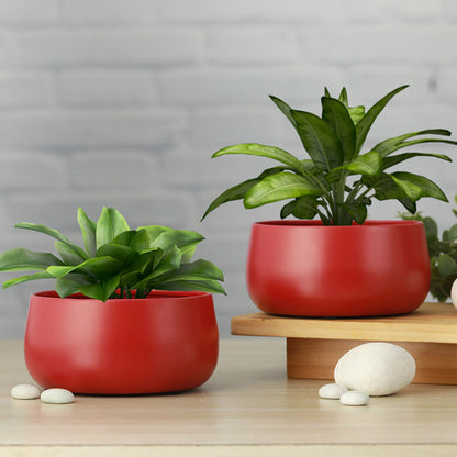 Elegant Handi Resilient Metal Plant Pots | Set of 2 Red