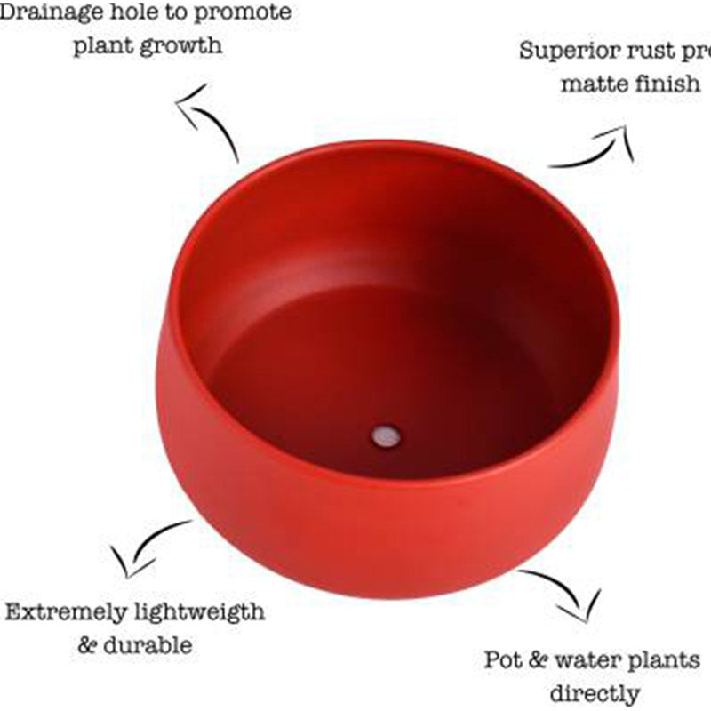 Elegant Handi Resilient Metal Plant Pots | Set of 2 Red