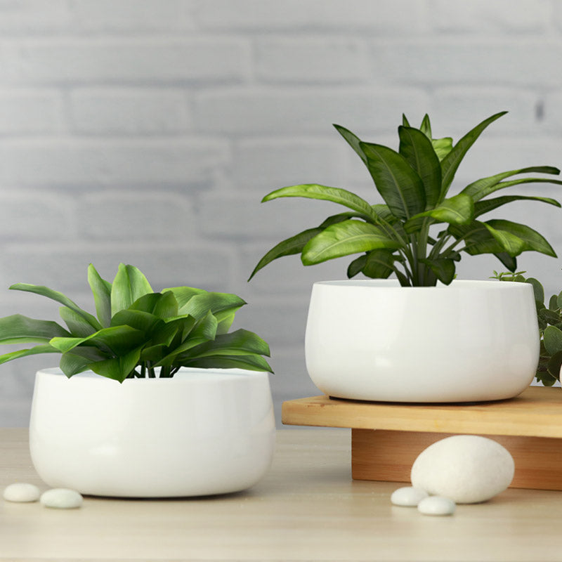 Elegant Handi Resilient Metal Plant Pots | Set of 2 White