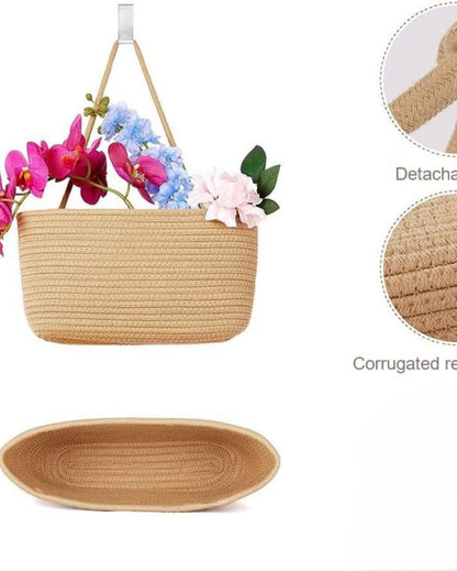 Beige Organize in Style 3-Tier Hanging Cotton Storage Basket | 45 inches