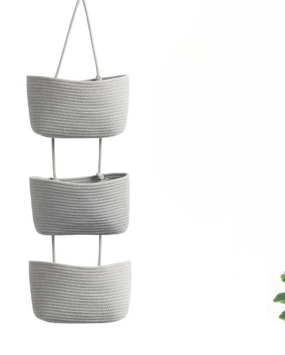 Elegant 3-Tier Hanging Cotton Storage Basket | 45 inches