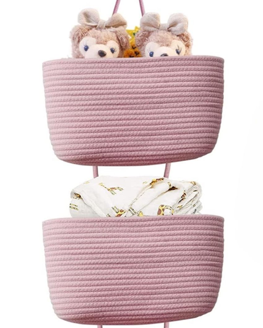 Chic and Functional 3-Tier Hanging Cotton Storage Basket | 45 inches