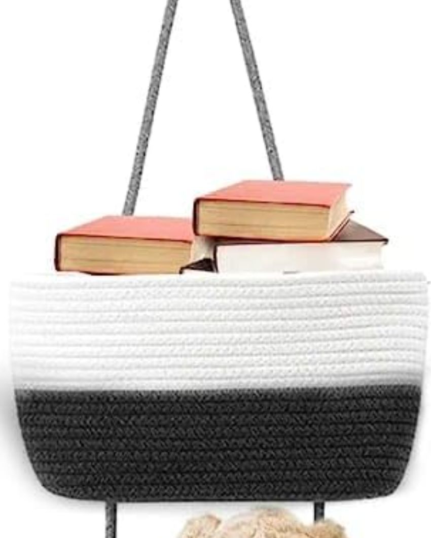 Stylish 3-Tier Dual Color Hanging Cotton Storage Basket | 45 inches