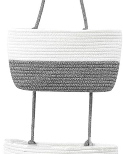 Vibrant and Practical 3-Tier Dual Color Hanging Cotton Storage Basket | 45 inches