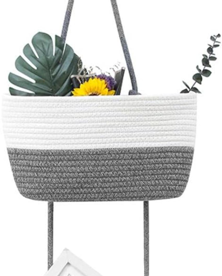 Vibrant and Practical 3-Tier Dual Color Hanging Cotton Storage Basket | 45 inches