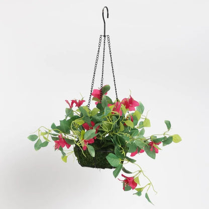 Artificial Bougainvillea Plant with Hanging Basket Red