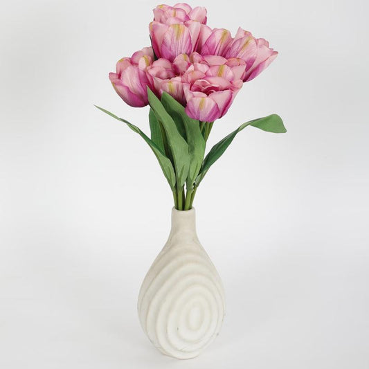 Home Decor Artificial Tulip Flower Bunch | 16 Inch Purple