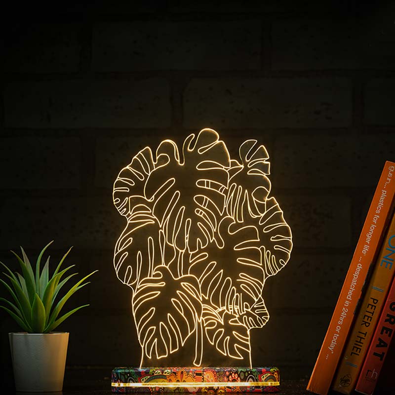 Monstera Lamp | With Rechargeable Battery