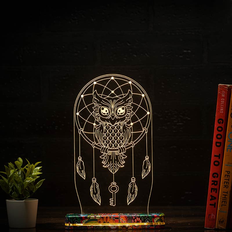 Owl Dream Catcher Lamp | With Rechargeable Battery