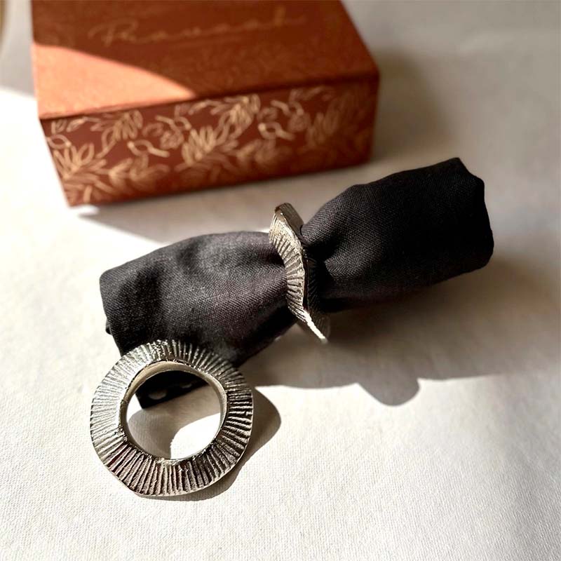 Gehna Napkin Rings | Antique Gold | Brass Table Decor | Handcrafted in Small Batches Silver