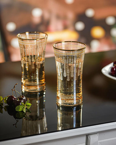 Elegant Golden Brilliance Highball Glasses | Set of 4 | 3 x 5 inches