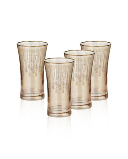 Elegant Golden Brilliance Highball Glasses | Set of 4 | 3 x 5 inches