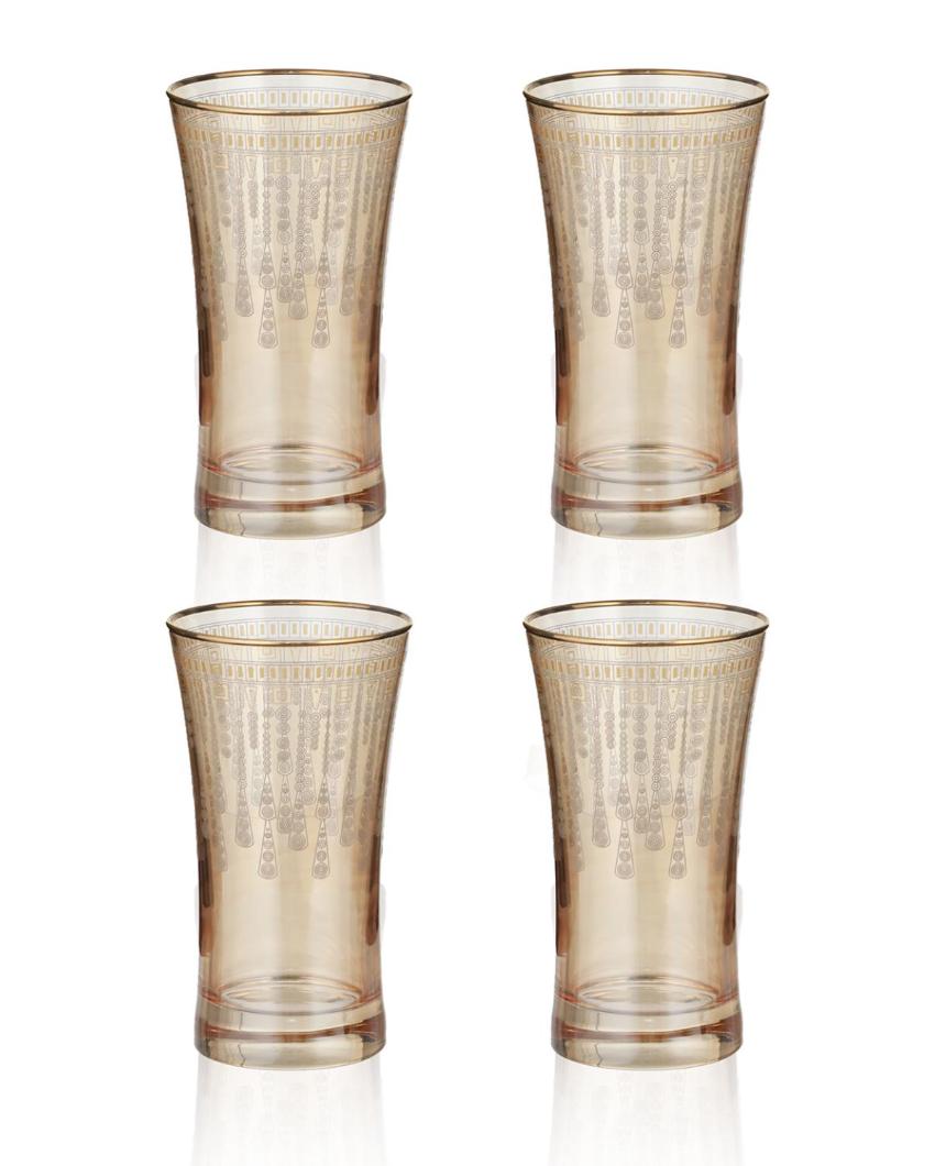 Elegant Golden Brilliance Highball Glasses | Set of 4 | 3 x 5 inches