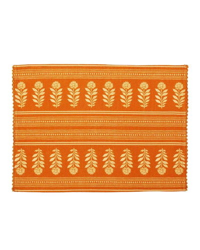 Holli gold Printed Cotton Placemats | 13 x 19 inches