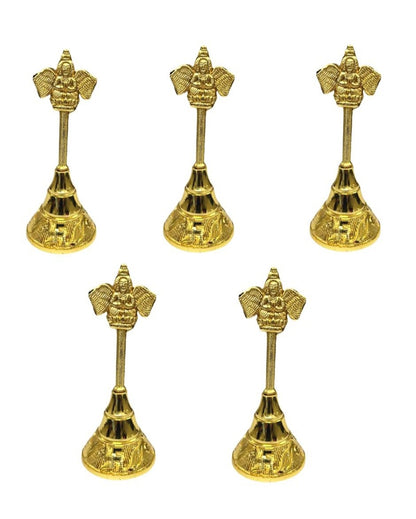 Classic Gold Pooja Garuda Ghanti | Set of 5 | 1 x 4 inches