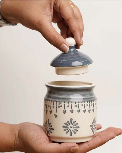 Multipurpose Ceramic Storage Jars and Lid with Trays Set | 3 Pc
